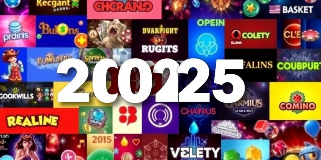 2025年賭博平台圖標和遊戲元素的拼貼